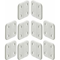 Cyclingcolors – Charnière pour meuble 10x 40x40mm – Forme de lame arrondie – 4 trous – Plastique blanc – Charge maximale 20kg
