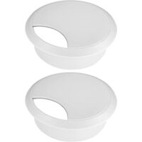 2x Passe câble bureau table fil diamètre 70mm encastrable Cordon Prise Ordinateur Ecran Accessoire Ameublement Pratique, blanc