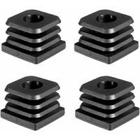 4x Embout de tube rentrant carré 38x38mm maximum 200kg taraudé pour vis M8 pied réglable noir meuble étagère outillage