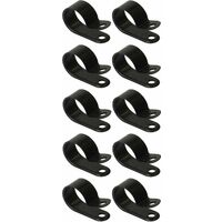 10x P-Clip en nylon noir 25,4x12,5x5 Collier de serrage Câbles Gaines Tuyaux Conduits clip fixation guide