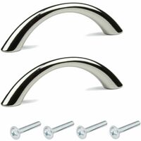 2x Poignée de meuble métal finition chrome entraxe 96mm hauteur 24mm tiroir armoire avec vis