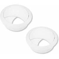 2x passe câble bureau table fil diamètre 58mm encastrable cordon prise ordinateur écran accessoire ameublement, blanc