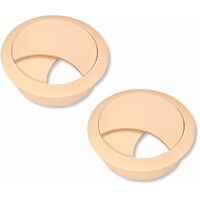 Cyclingcolors – Lot de 2 passe-câbles encastrables 68mm – Plastique beige – Pour bureau et espace de travail organisé – Accessoire de rangement câbles