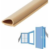 Joint universel autocollant adhésif pour portes intérieures et fenêtres 10 x 5mm Protection Froid Courants d'air Calfeutrage Rénovation Etanchéité Economie Profil, 6 mètres beige