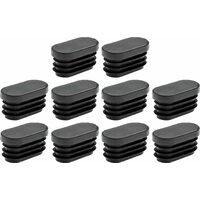 Cyclingcolors – 10x Embout de tube rentrant ovale antidérapant en PELD – Protection pour pieds de meubles – 25 x 15mm noir – Finition soignée