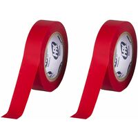2x Ruban adhésif isolant PVC 19mm x 10m pour fils électriques tension de rupture 6000V Scotch Electricité Résistant Protection, rouge