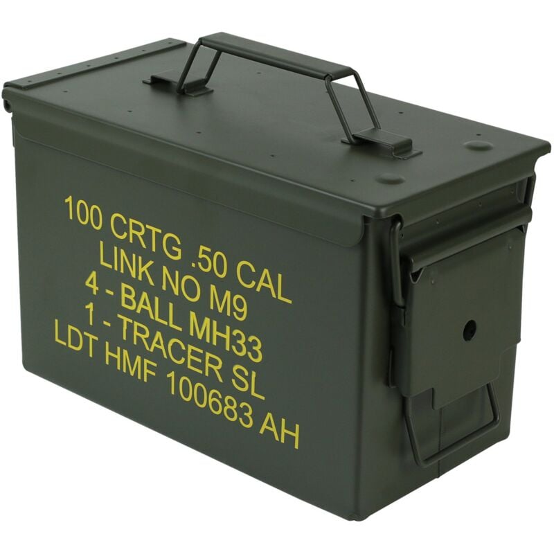 HMF 70011 Munitionskoffer, US Ammo Box, Metallkiste, 30 x 19 x 15,5 cm, grün