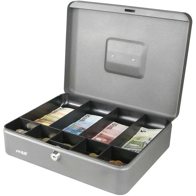 HMF 4215-09 Geldkassette abschließbar mit Münzzählbrett, 30,5 x 24 x 8,5  cm