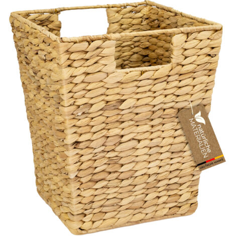 HMF Papierkorb Büro, Aufbewahrungskorb geflochten aus Wasserhyazinthe, Eckig, 25 x 25 x 30 cm
