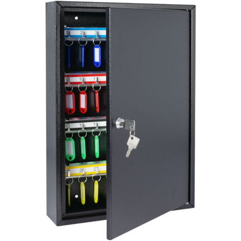 HMF 13564-02 Schlüsselschrank 64 Haken, 45 x 30 x 8 cm, Schwarz (1/5)