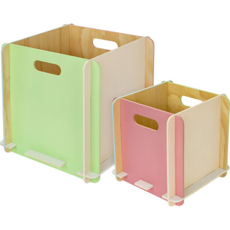 HMF Aufbewahrungsbox aus Holz zum Zusammenstecken, 2er Set, 25 cm + 32 cm, Mehrfarbig (1/5)