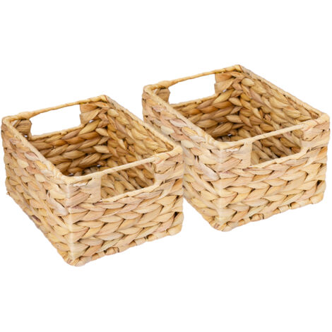 HMF 37244-S2 Aufbewahrungskorb, geflochten aus Wasserhyazinthe Seegras, 2er Set, 22x17x12 cm