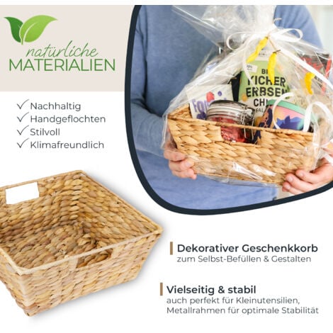 Geschenkkorb Leer Set - Geflochtener Korb Mit Tüten, Schleifen & Karte