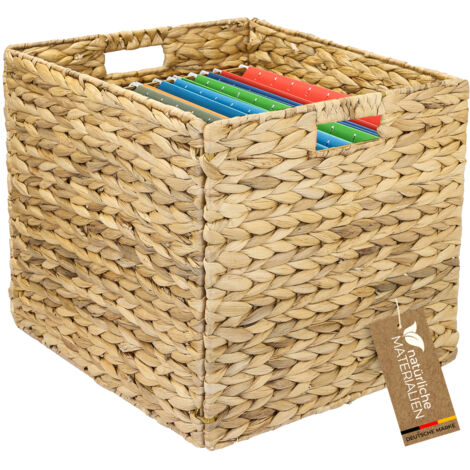 HMF Aufbewahrungskorb für DIN A4 Hängeregister, Korb geflochten aus Wasserhyazinthe, passend zu Kallax, 33 x 38 x 32 cm