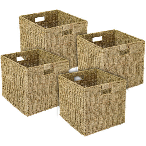 HMF Aufbewahrungskorb, Korb geflochten aus Seegras, 4er Set, passend für Kallax, 32 x 34,5 x 32 cm (1/5)
