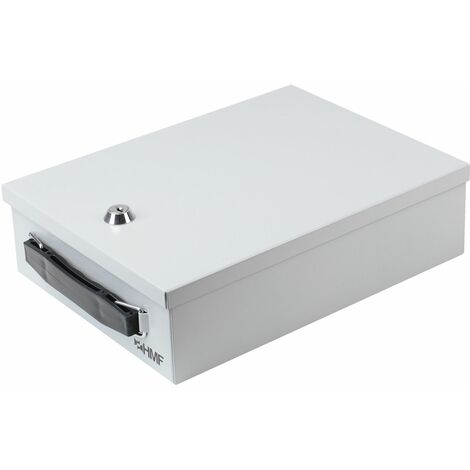 HMF 140-07 Dokumentenkassette DIN A5, Dokumentenbox, Metallkiste, 27 x 20,5  x 8 cm, lichtgrau