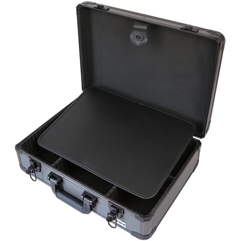 HMF 14601-02 Alu Werkzeugkoffer leer, Universalkoffer, verstellbare Facheinteilung, Werkzeugbox, 46 x 15 x 33 cm