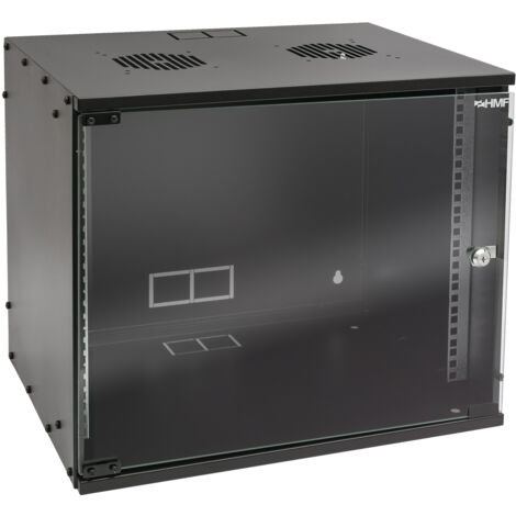 HMF 65709-02 Serverschrank 19 Zoll, 9 HE, Netzwerkschrank, unmontiert, 51 x 40 x 45 cm, Schwarz