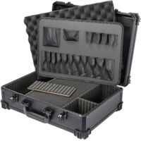 HMF 15701-02 Werkzeugkoffer leer, Werkzeugkasten groß mit Rasterschaumstoff, 46 x 33 x 15 cm
