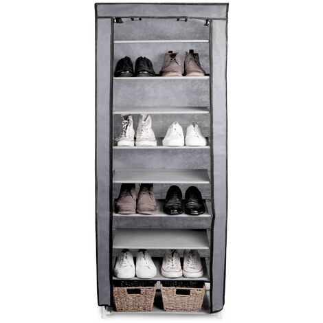 Shoe Rack with Canvas Cover - 10 Tier | Pukkr - Grey