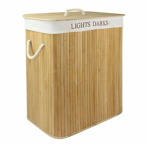 Light & Dark Bamboo Laundry Hamper Basket | M&W - Natural