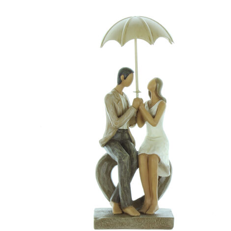 Rainy Day Collection Couple Seated Resin Figurine | 24cm