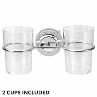 Suction Cup Double Toothbrush Tumbler Holder | M&W - Silver