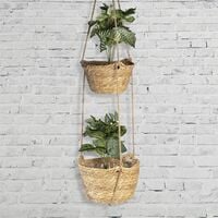 Two Tier Hanging Seagrass Planter | M&W - Brown