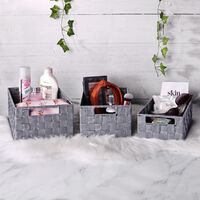 Nylon Storage Baskets Large Medium & Small - Set of 3 Grey | Pukkr