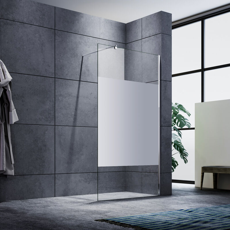 SONNI Walk-In Duschkabine, 90x200 Cm, Mit 8 Mm Nano-Glas & Duschwanne 100x80 Cm – Inkl. Ablaufgarnitur & Haltegriff