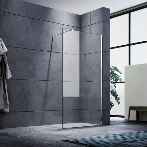 SONNI Walk in Dusche Duschwände Duschwand Duschabtrennung NANO 8mm Klares Sicherheitsglass 100x200cm mit Stabilisator