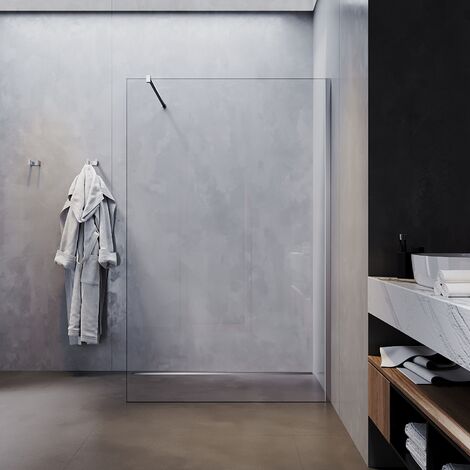 SONNI Walk in Dusche Duschwände Duschwand Duschabtrennung NANO 8mm Klares Sicherheitsglass 70x200cm mit Stabilisator