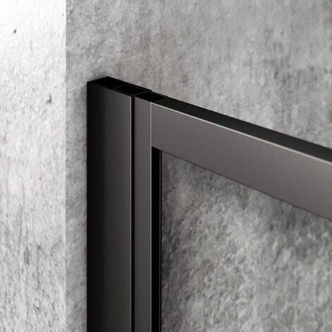 SONNI Walk in Dusche Duschwände Duschwand Duschabtrennung Schwarz 8mm NANO Echtglas 120x200cm mit 120cm Stabilisierungsstange