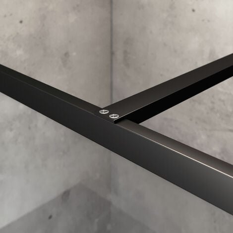 SONNI Walk in Dusche Duschwände Duschwand Duschabtrennung Schwarz 8mm NANO Echtglas 120x200cm mit 120cm Stabilisierungsstange