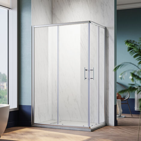 SONNI Duschkabine Eckeinstieg Dusche mit Schiebetür Duschwand mit Glasschiebetür ESG-Sicherheitsglas 120x80x195cm Schnellfreigabefunktion (1/5)
