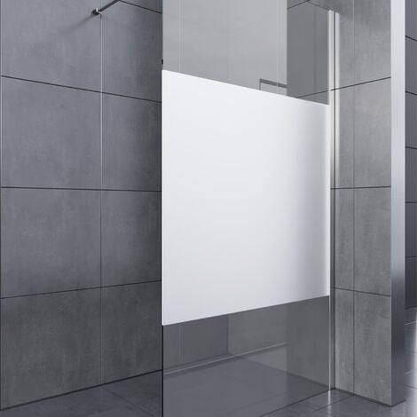SONNI Duschwande Teilsatiniert walk in dusche Duschabtrennung eckeinstieg Duschkabine mit Stabilisator Nano ESG Glas 8mm 100x200cm
