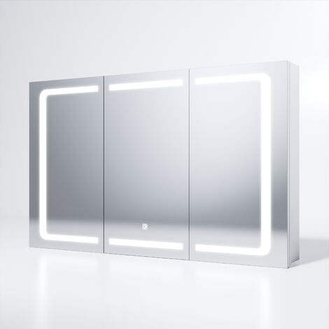 SONNI LED Spiegelschrank Badezimmerspiegel Edelstah mit Touch Steckdose Badschrank Badspiegel 105x65x13.3cm