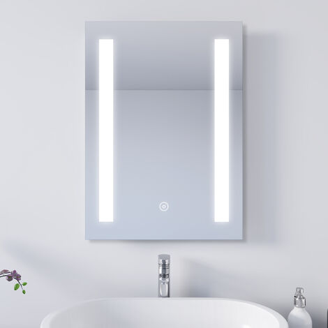 SONNI LED Spiegel Badezimmerspiegel Mit Touch 45x60cm Mit Beleuchtung Badezimmer Kaltweiß Energiesparender IP44