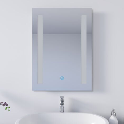 SONNI LED Spiegel Badezimmerspiegel Mit Touch 45x60cm Mit Beleuchtung Badezimmer Kaltweiß Energiesparender IP44