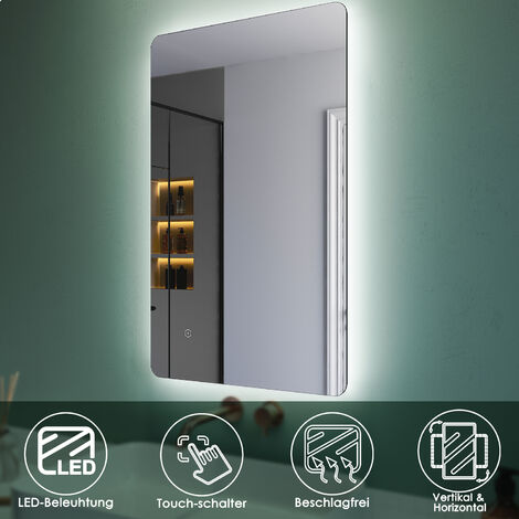 SONNI LED Badspiegel Beleuchtung Badezimmerspiegel mit led Wandspiegel mit automatischem Anti-Beschlag Kaltweiß 60x100cm IP44 energiesparend (1/5)