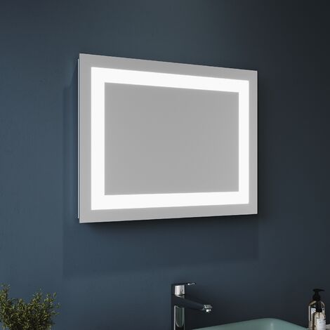 SONNI LED Badspiegel Badezimmerspiegel Beleuchtung Wandspiegel kaltweiß licht Wandschalter Energiesparender IP44 50x60cm (1/5)