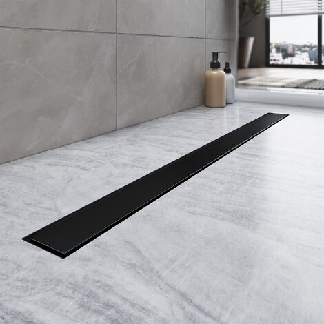 SONNI Duschrinne Duschablauf extra flach Bodenablauf Edelstahl dusche 2 in 1 Befliesbar 360° horizontal verstellbarer Bodenablauf Länge Länge:90cm Breite:70mm Subschwarz