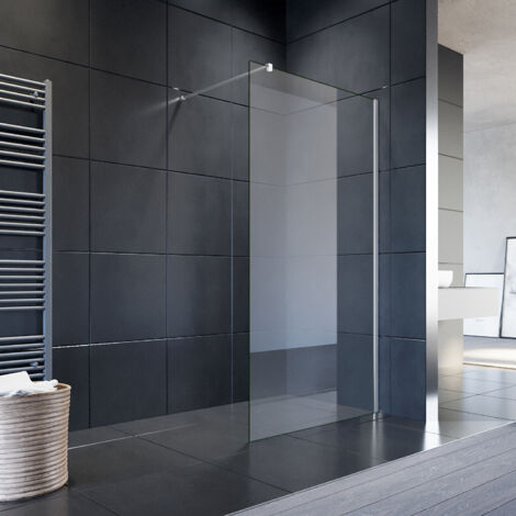 SONNI Walk in Dusche Duschwände Duschwand Duschabtrennung NANO 8mm Klares Sicherheitsglass 90x200cm mit Stabilisator