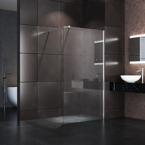 SONNI Walk in Dusche Duschwände Duschwand Duschabtrennung NANO 8mm Klares Sicherheitsglass 110x200cm mit Stabilisator