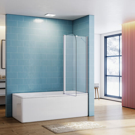 SONNI Duschwand  Badewannenaufsatz Dusche Glas Duschabtrennung 2-teilig Faltbar 180° schwenkbar NANO glas 120(B)x140(H)cm