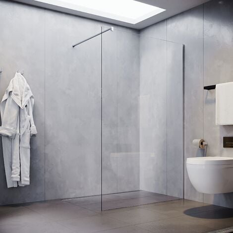 SONNI Duschwan Walk In Dusche Duschabtrennung Duschkabine 8mm Nanobeschichtung ESG Klarglas mit 100cm Stabilisator 90x200cm