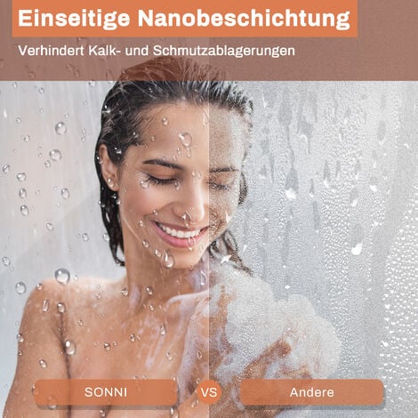 SONNI Duschkabine Eckeinstieg Dusche Scharniertür Duschabtrennung Glas Eckdusche 6mm ESG-Sicherheitsglas Schwarzer Aluminiumrahmen H:195cm 80x80cm