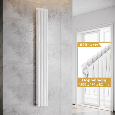 ELEGANT Paneelheizkorper Weiß Röhren Heizkörper Vertikal 1800x236mm Doppellagig
