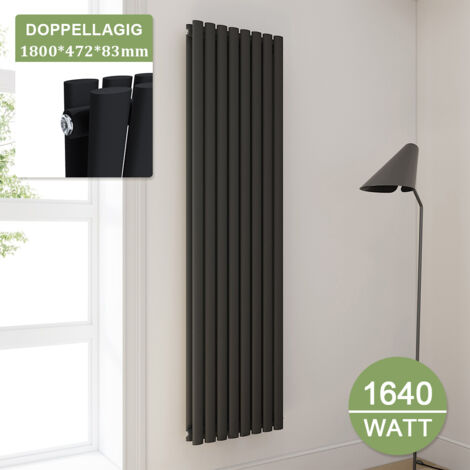 ELEGANT Heizkörper Anthrazit Röhren Paneelheizkorper Vertikal 1800x472mm Doppellagig