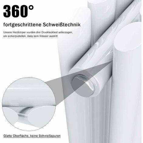 ELEGANT Paneelheizkörper Weiß Heizkörper Horizontal 600x1180mm Doppellagig